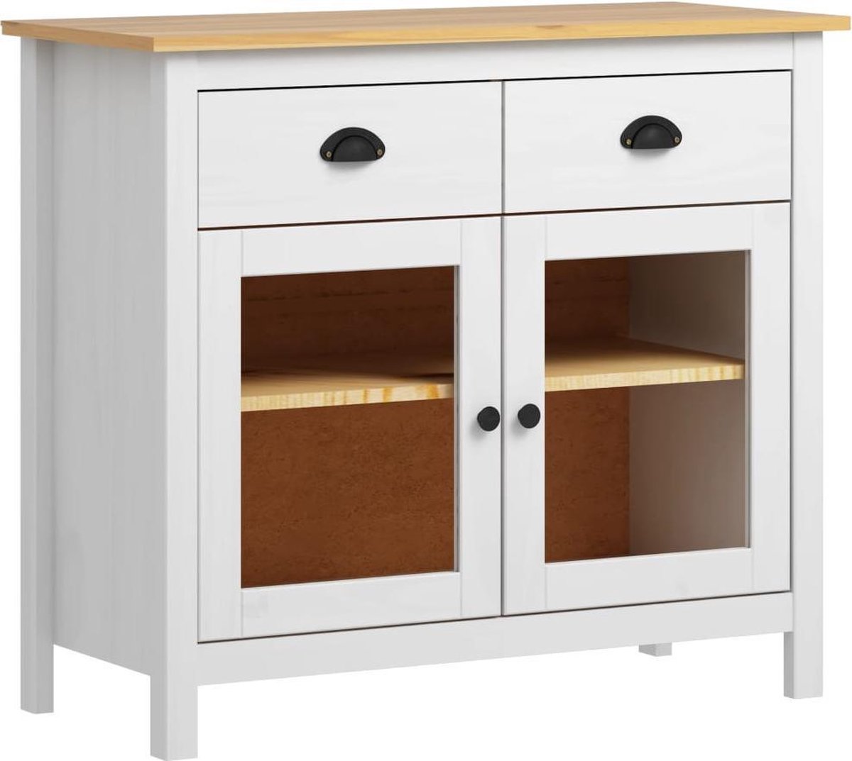 Vidaxl Dressoir Hill Range 90x40x80 Cm Massief Grenenhout - Blanco