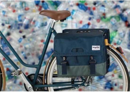 URBAN PROOF Dubbele Fietstas 40 Liter Polyetheen/groen - Blauw