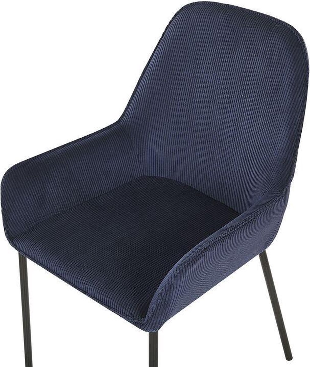 Beliani Manteca Eetkamerstoel Set Van 2 Corduroy 54 X 46 Cm - Blauw