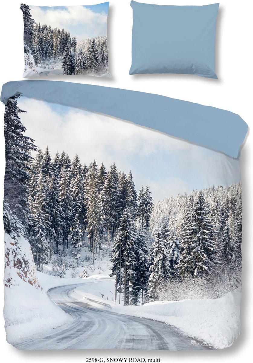 Good Morning Snowy Road Flanel Dekbedovertrek - 1-persoons (140x200/220 Cm + 1 Sloop) - Flanel - Multi