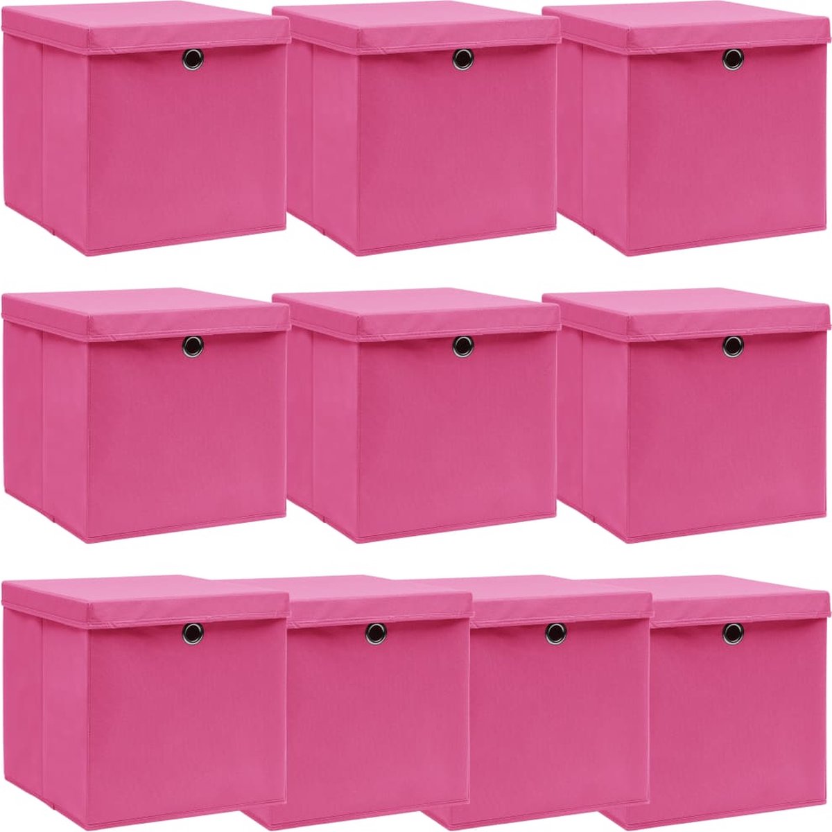 Vidaxl Opbergboxen Met Deksel 10 St 32x32x32 Cm Stof - Rosa