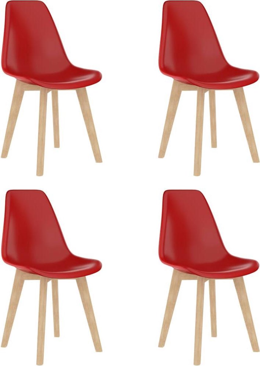 Vidaxl Eetkamerstoelen 4 St Kunststof - Rood