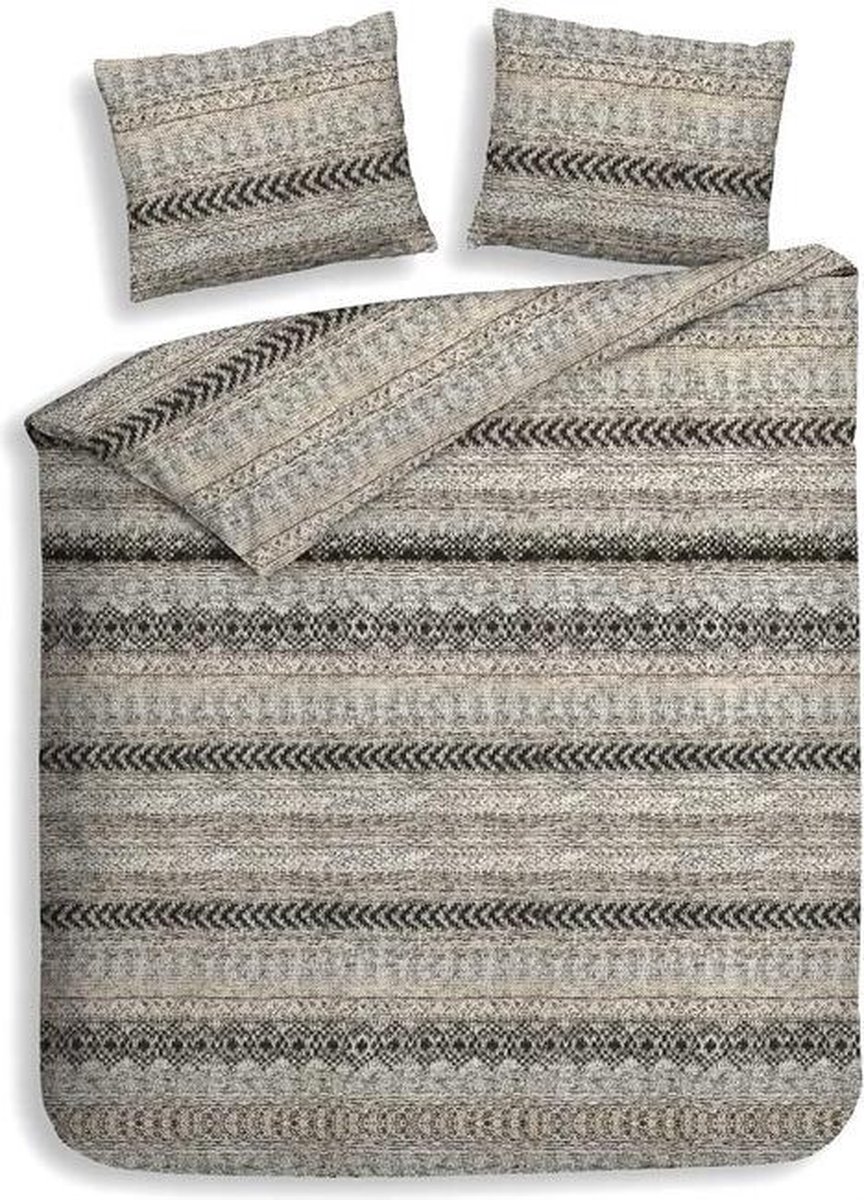 Heckett & Lane Flanel Dekbedovertrek Ethan - Naturel - Lits-jumeaux 240x200/220 Cm - Bruin