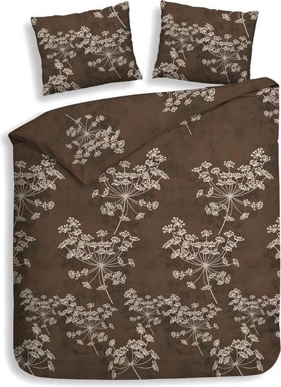 Heckett & Lane Flanel Dekbedovertrek Charlotte - Chocolate - Lits-jumeaux 240x200/220 Cm - Bruin