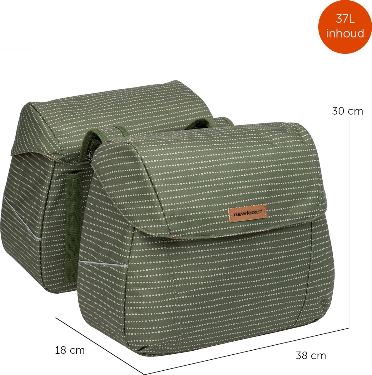 New Looxs Fietstas Dubbel Joli Nomi 37 Liter Polyester - Groen
