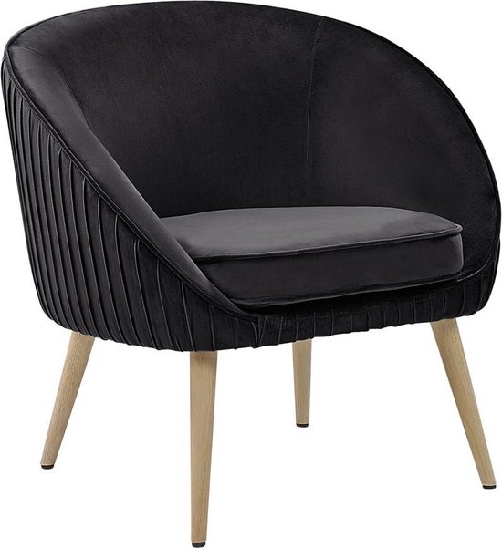 Beliani Tromso Fauteuil Fluweel 54 X 73 Cm - Zwart