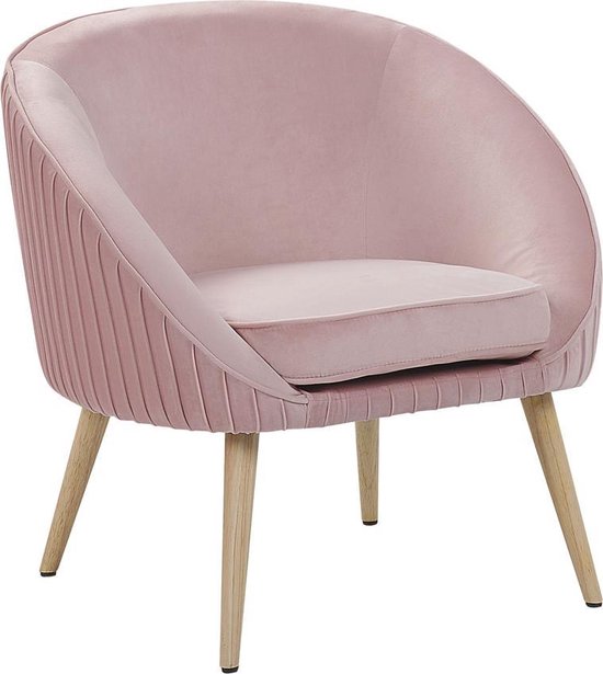 Beliani Tromso Fauteuil Fluweel 54 X 73 Cm - Rosa