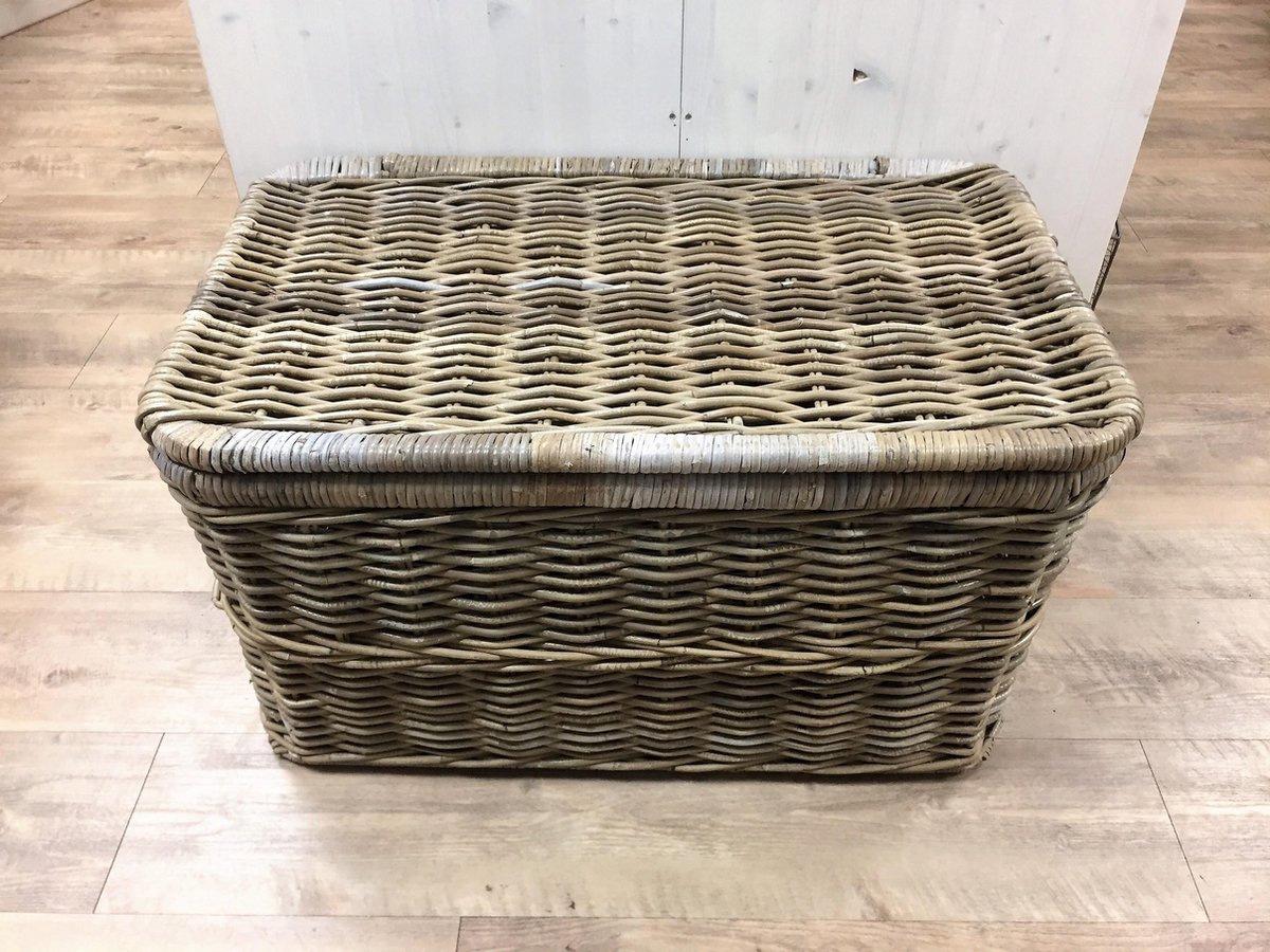 Van der Leeden Opbergmand Rotan Met Deksel - L - - Grijs