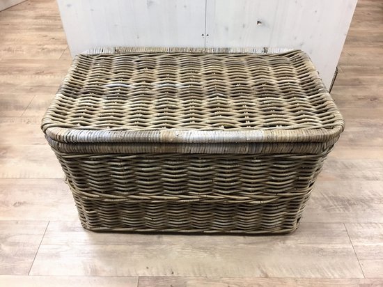 Van der Leeden Opbergmand Rotan Met Deksel - L - - Grijs