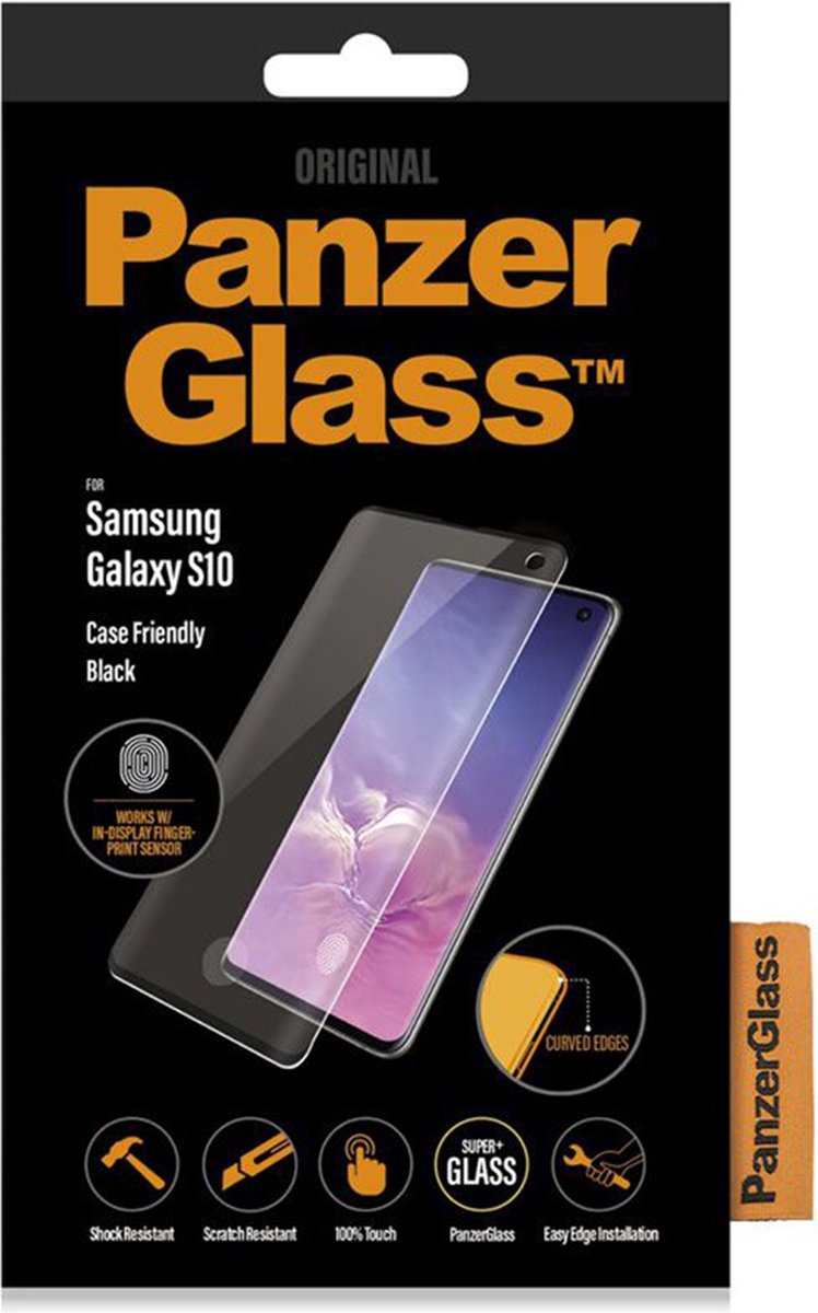 PanzerGlass Fingerprint Case Friendly Screenprotector Voor Samsung Galaxy S10 - - Zwart