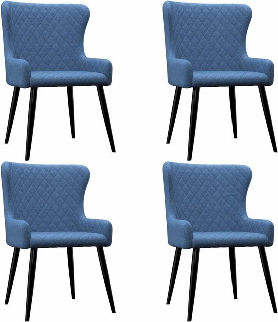 Vidaxl Eetkamerstoelen 4 St Stof - Blauw