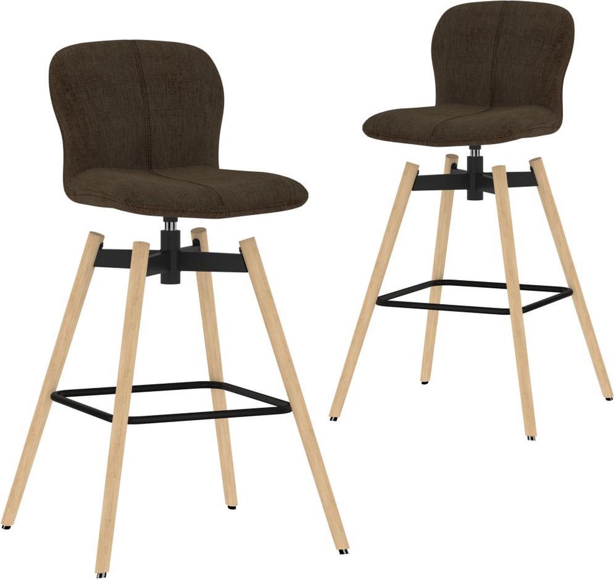 Vidaxl Barstoelen Draaibaar 2 St Stof - Bruin