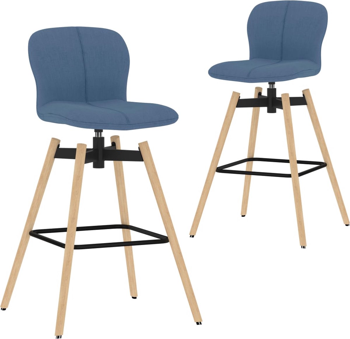 Vidaxl Barstoelen Draaibaar 2 St Stof - Blauw