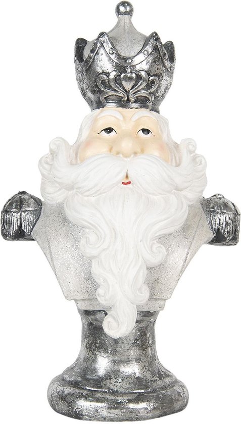 Clayre & Eef Decoratie Kerstman 39*27*65 Cm Kunststof Kerstman 5pr0065 - Grijs