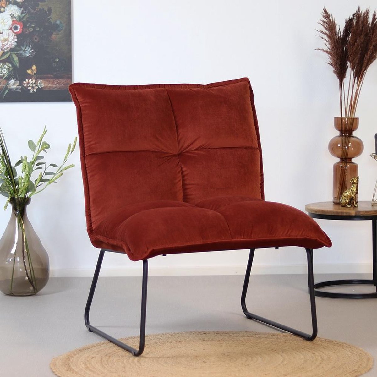 Bronx71 Moderne Velvet Fauteuil Malaga Koper - Bruin