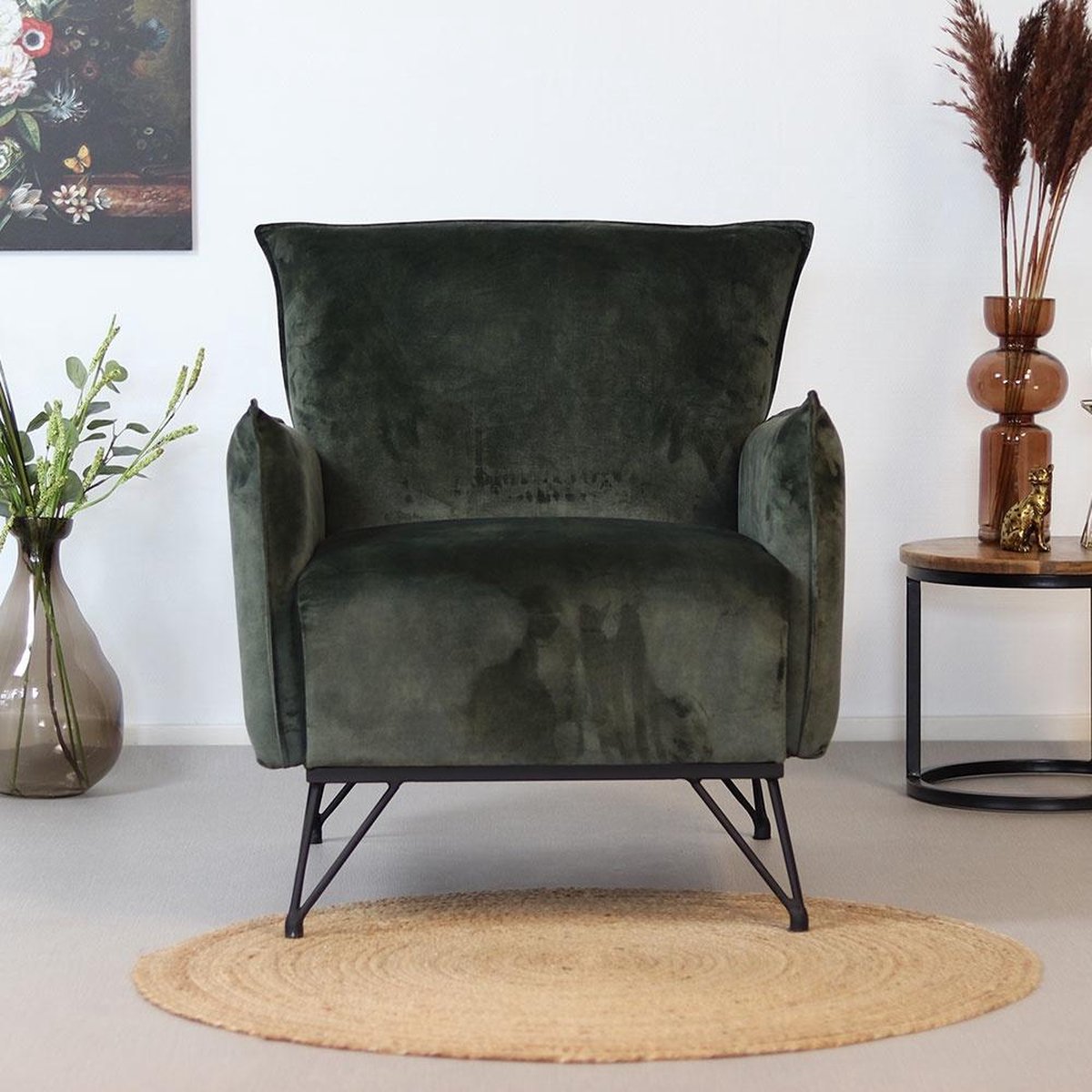 Bronx71 Moderne Fauteuil Mika Luxury Velvet - Groen