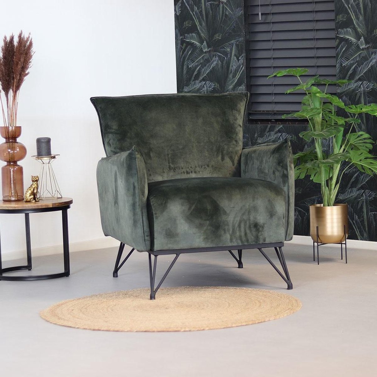 Bronx71 Moderne Fauteuil Mika Luxury Velvet - Groen