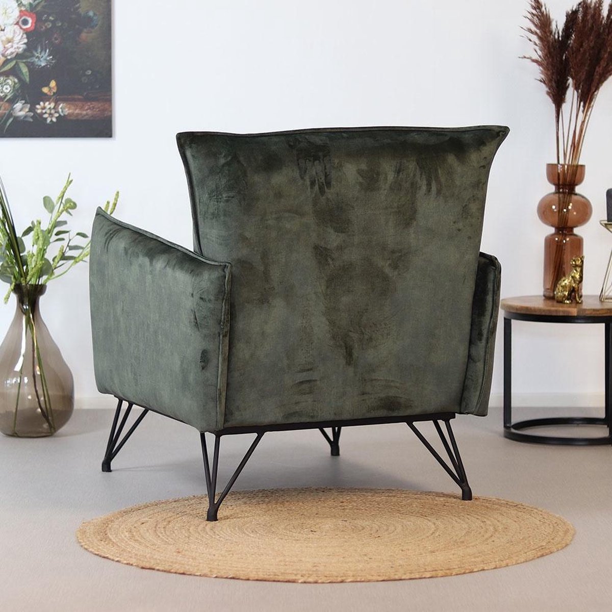 Bronx71 Moderne Fauteuil Mika Luxury Velvet - Groen