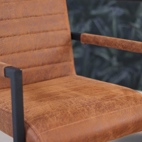 Bronx71 Industriële Eetkamerstoel Block Cognac Eco Leer - Bruin