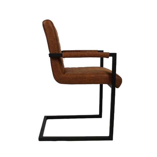 Bronx71 Industriële Eetkamerstoel Block Cognac Eco Leer - Bruin
