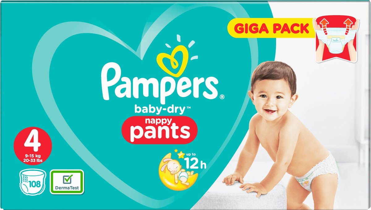 Pampers Baby Dry Pants Maat 4 - 108 Luierbroekjes