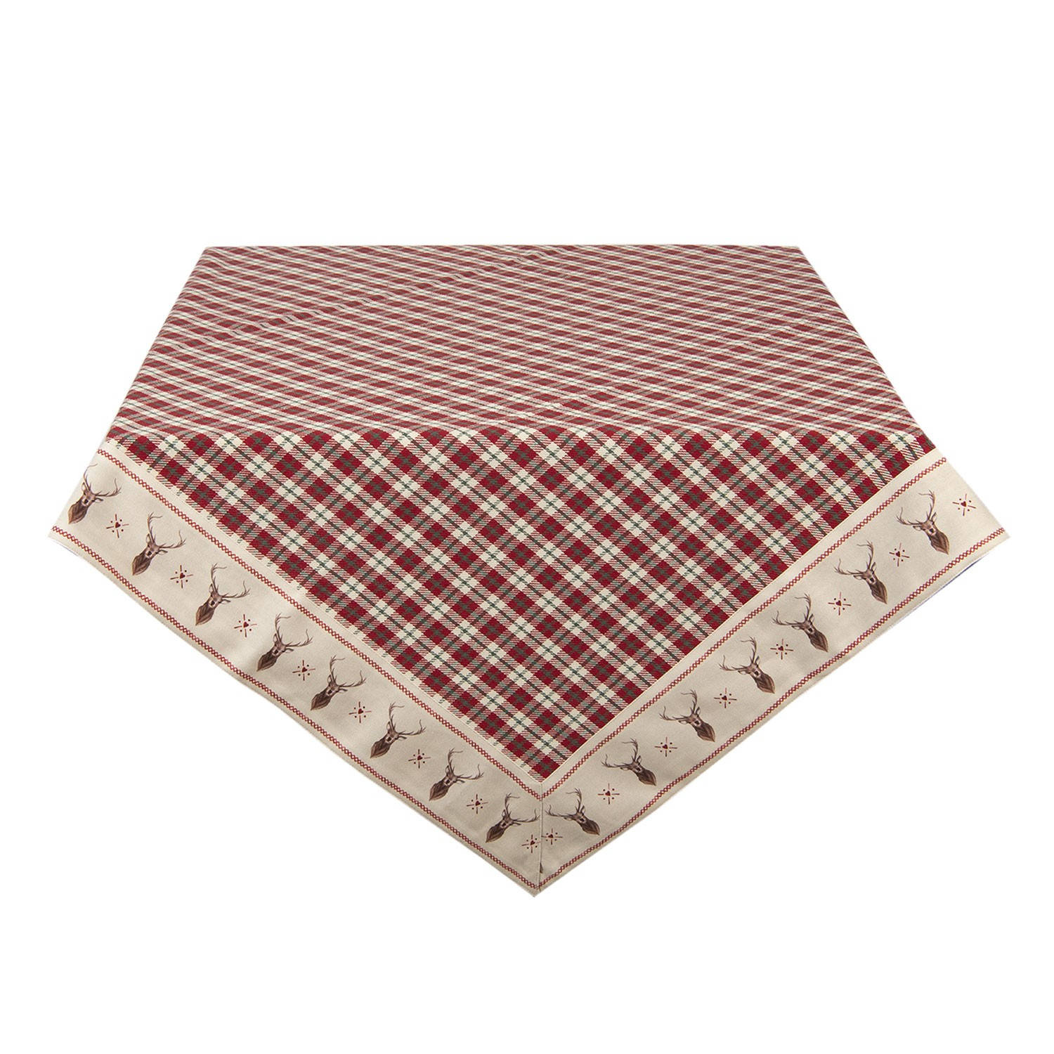 Clayre & Eef Tafelkleed 100*100 Cm Meerkleurig 100% Katoen - Rood