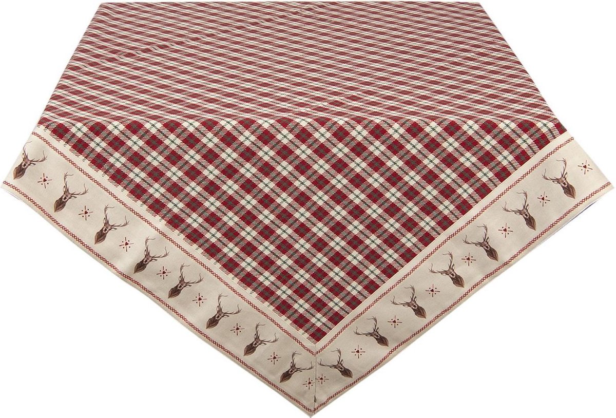 Clayre & Eef Tafelkleed 150*250 Cm Meerkleurig 100% Katoen - Rood