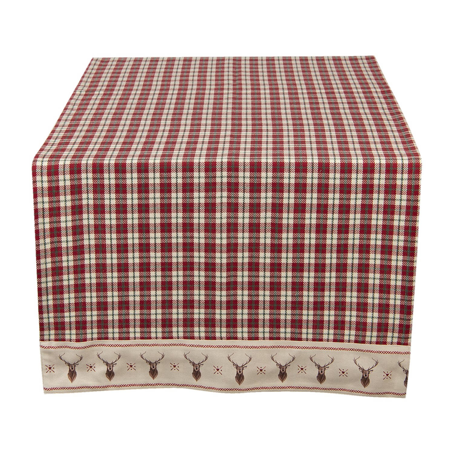 Clayre & Eef Tafelloper 50*140 Cm Meerkleurig 100% Katoen - Rood