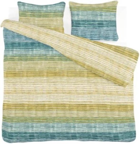 Voordeeldrogisterij Iseng Stripe Dekbedovertrek - 1-persoons (140x200/220 Cm + 1 Sloop) - Flanel - Green - Groen