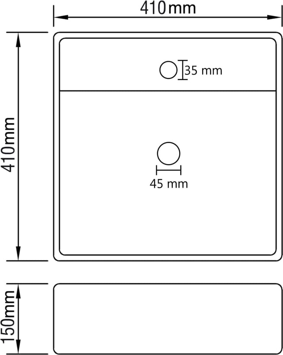 Vidaxl Wastafel Met Overloop Vierkant 41x41cm Keramiek Mat Donker - Grijs