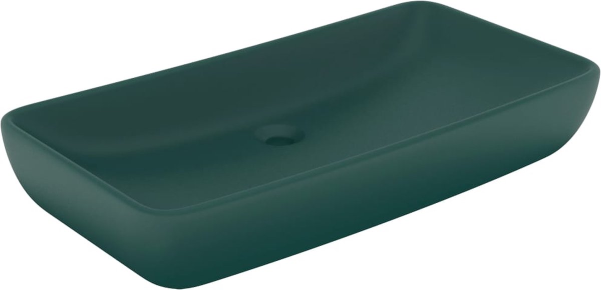 Vidaxl Wastafel Rechthoekig 71x38 Cm Keramiek Mat Donker - Groen