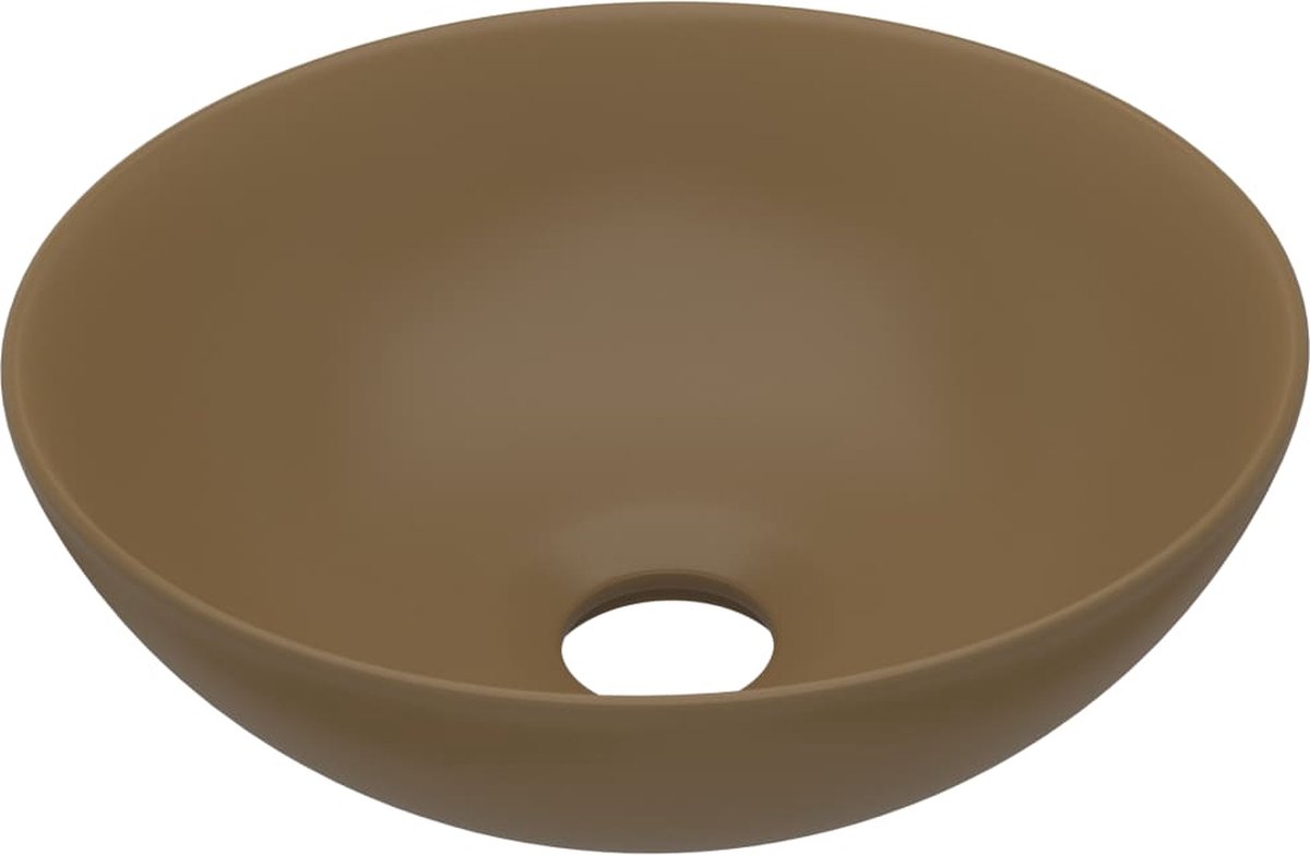 Vidaxl Wastafel Rond Keramiek Mat Crème