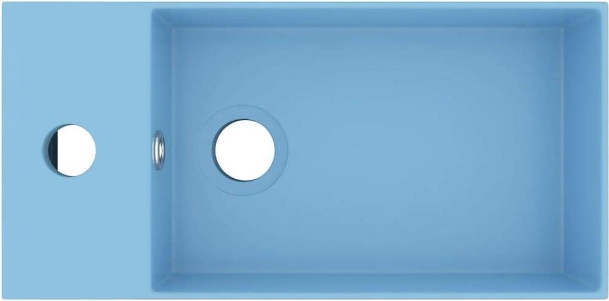 Vidaxl Wastafel Wandmontage Met Overloop Keramiek Licht - Blauw