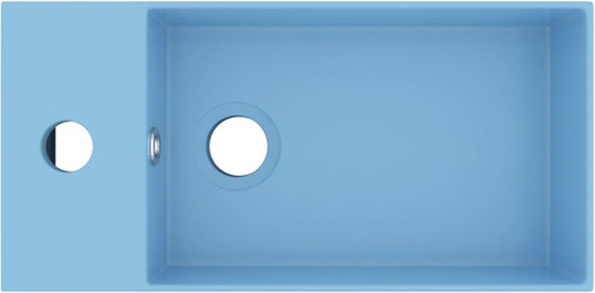 Vidaxl Wastafel Wandmontage Met Overloop Keramiek Licht - Blauw