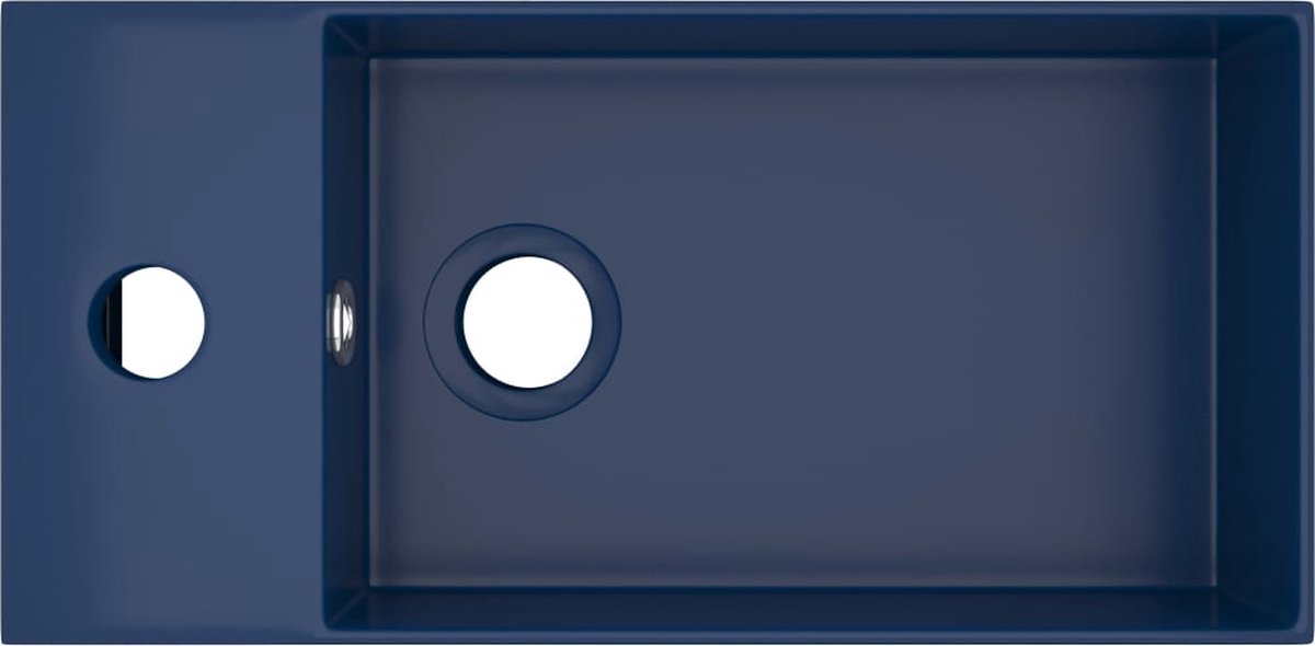 Vidaxl Wastafel Wandmontage Met Overloop Keramiek Donker - Blauw