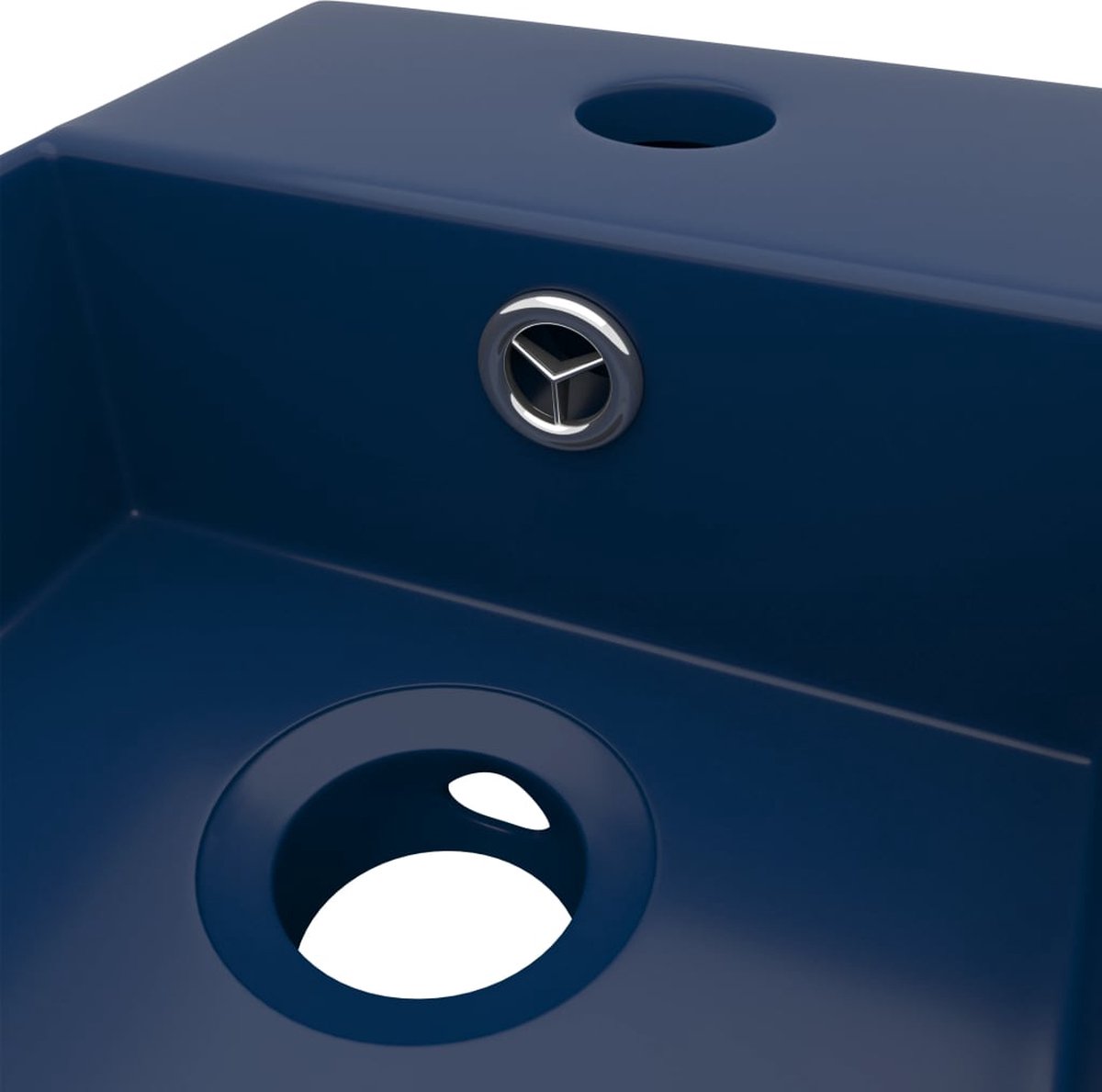 Vidaxl Wastafel Wandmontage Met Overloop Keramiek Donker - Blauw