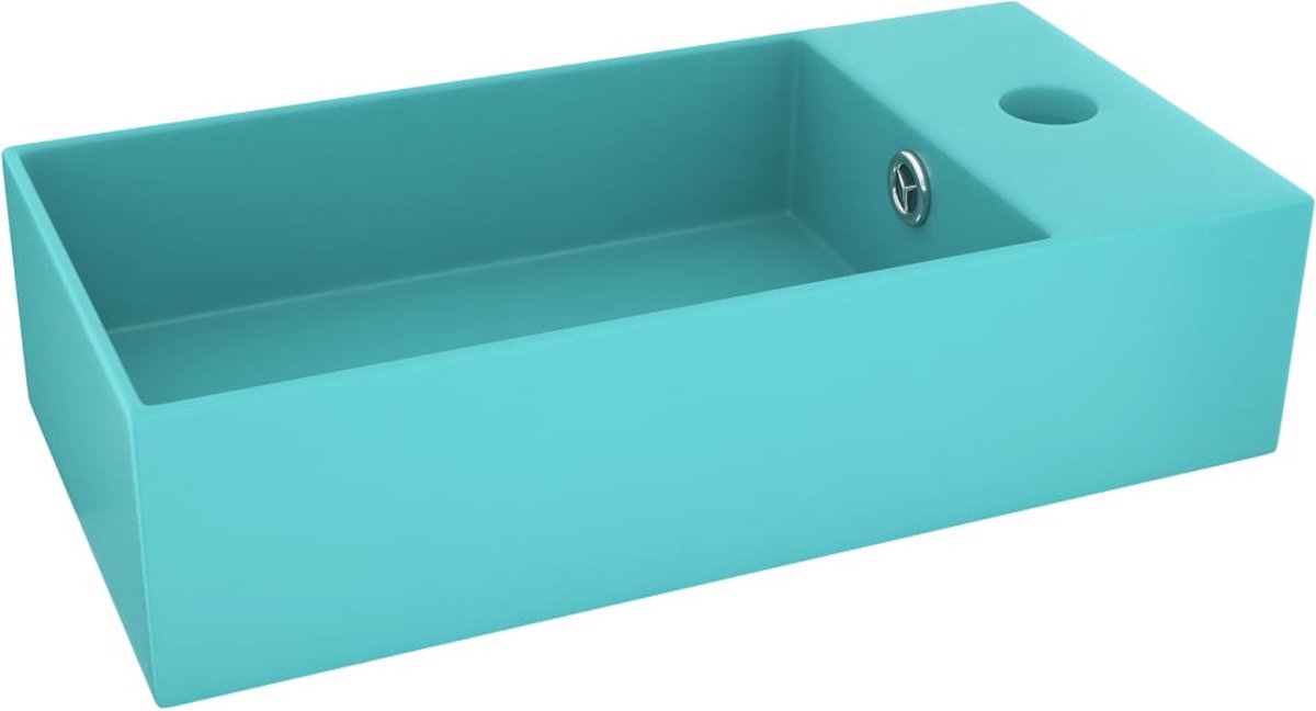 Vidaxl Wastafel Wandmontage Met Overloop Keramiek Licht - Groen