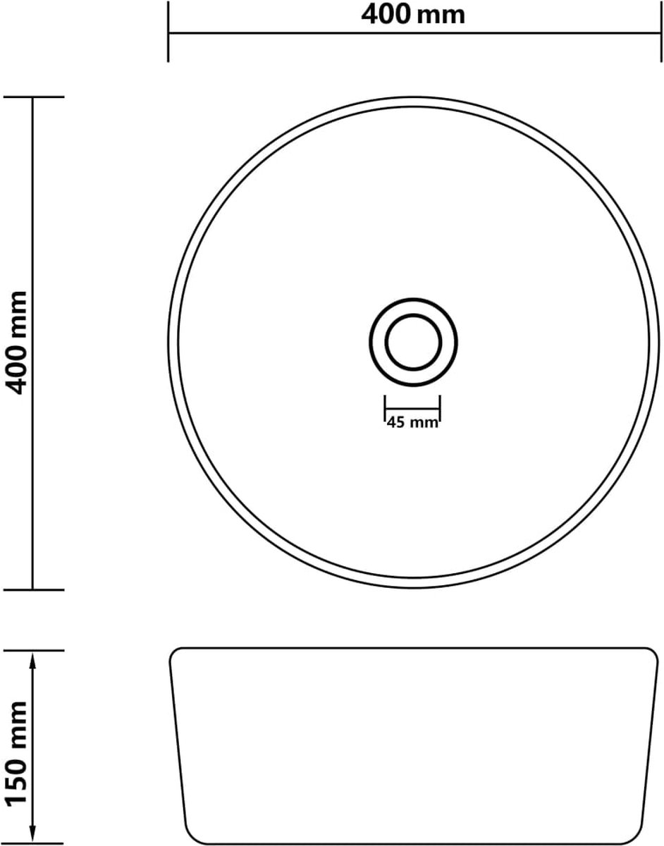 Vidaxl Wastafel Rond 40x15 Cm Keramiek Mat Donker - Blauw