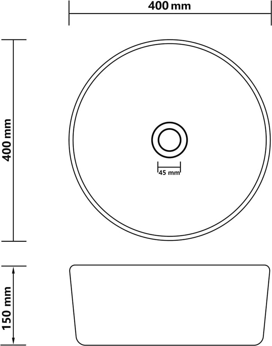Vidaxl Wastafel Rond 40x15 Cm Keramiek Mat Donker - Grijs