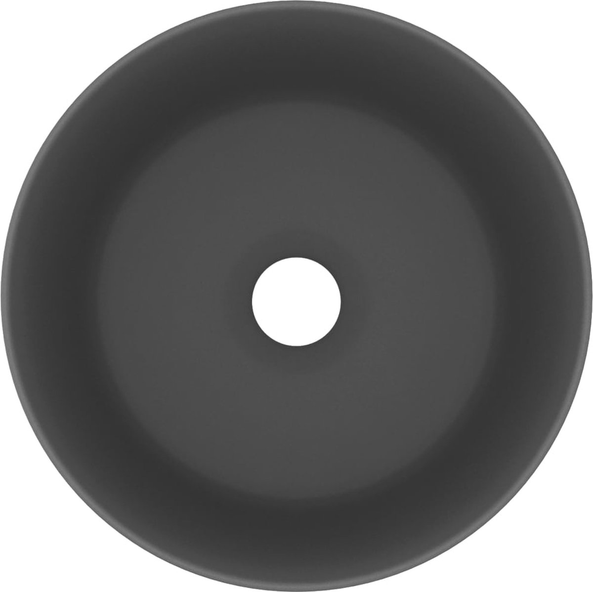 Vidaxl Wastafel Rond 40x15 Cm Keramiek Mat Donker - Grijs