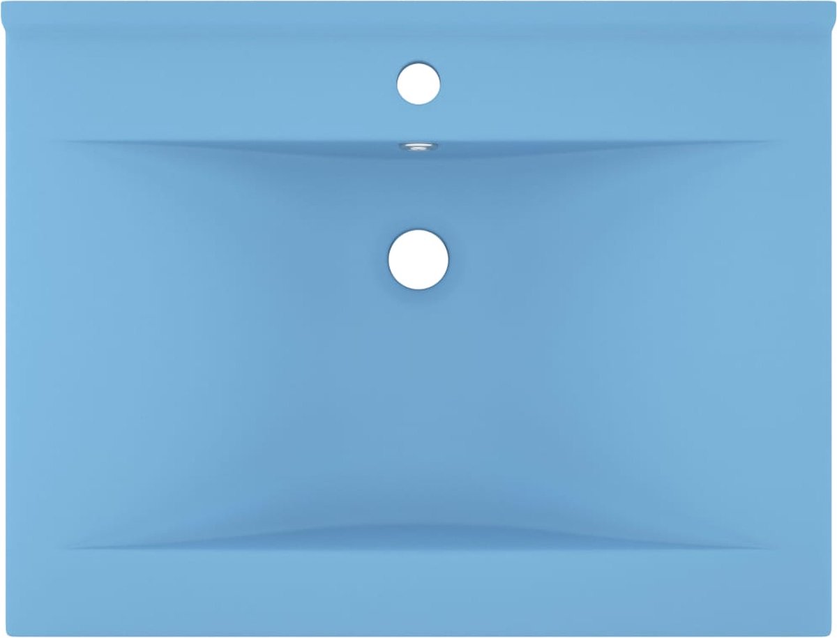 Vidaxl Wastafel Met Kraangat 60x46 Cm Keramiek Mat Licht - Blauw