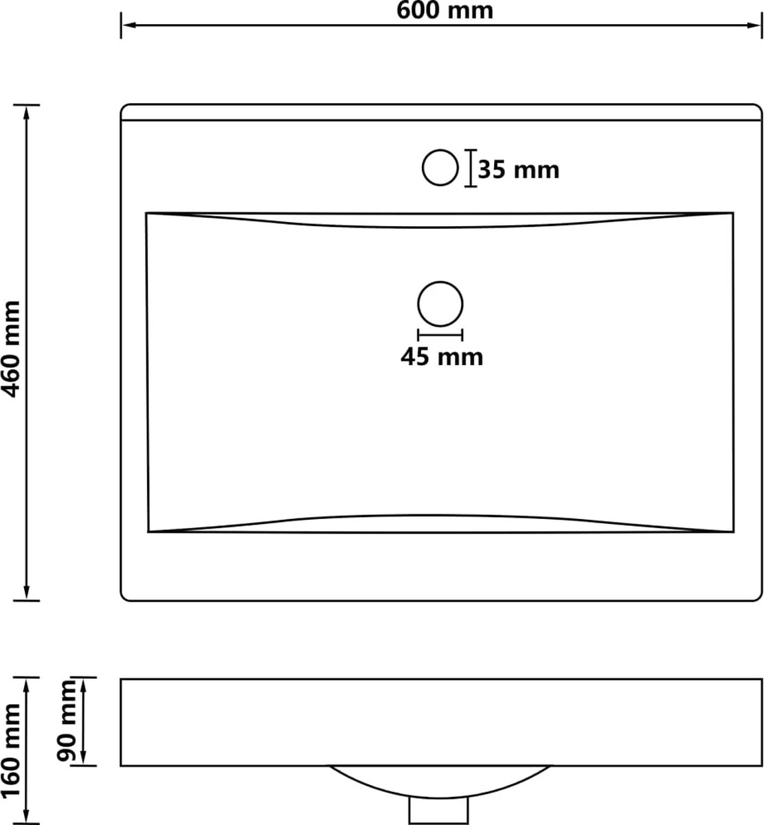 Vidaxl Wastafel Met Kraangat 60x46 Cm Keramiek Mat Crème