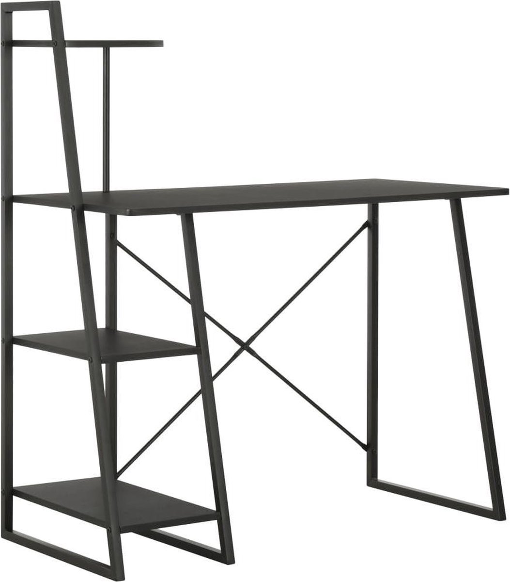 Vidaxl Bureau Met Schappen 102x50x117 Cm - Zwart