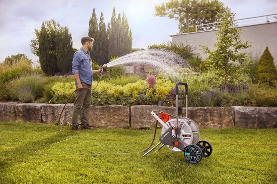 GARDENA - Slangenwagen Aquaroll L Easy Metal Set - Grijs