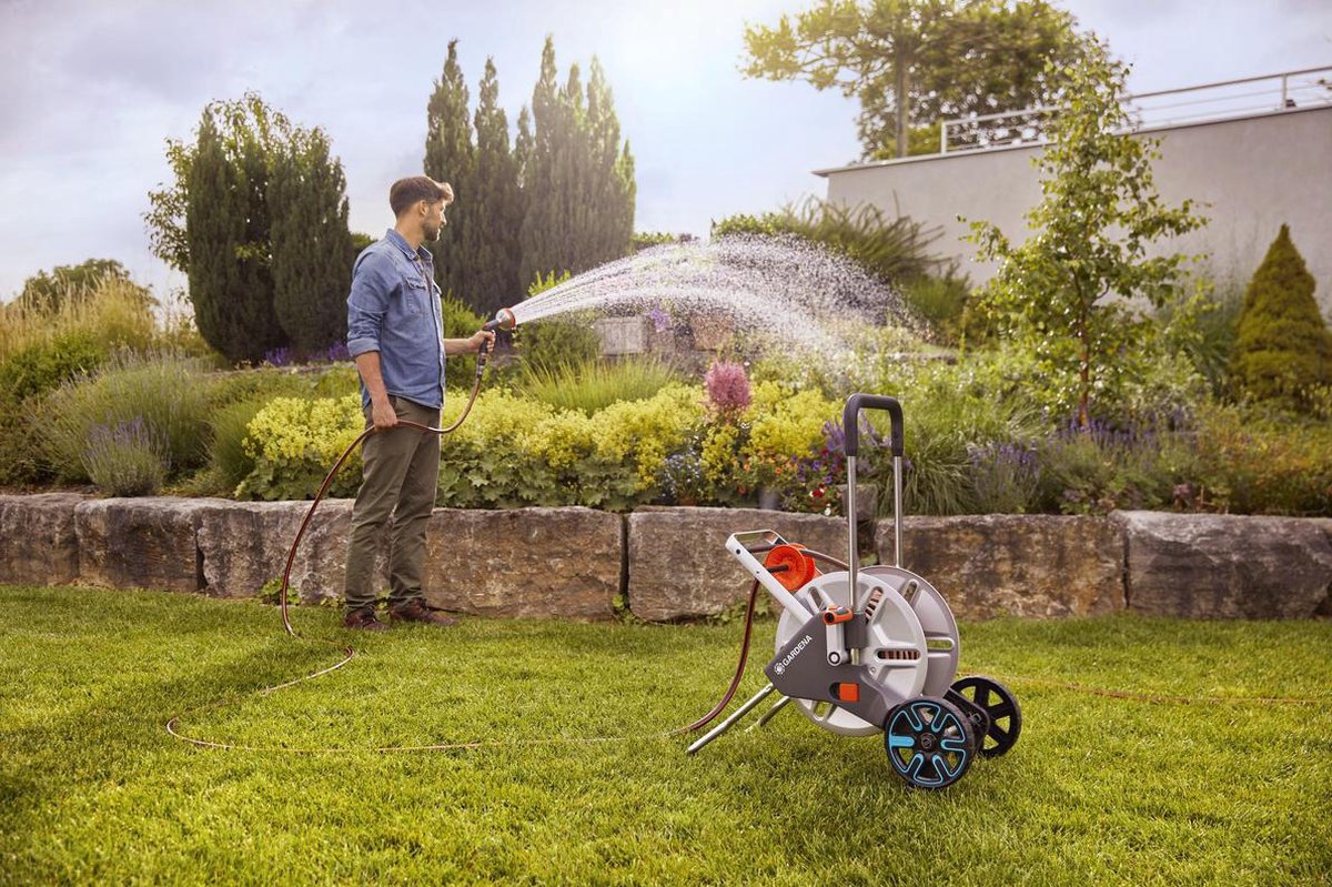 GARDENA - Slangenwagen Aquaroll L Easy Metal Set - Grijs