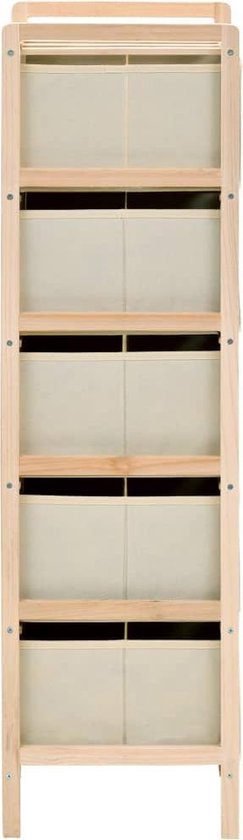 Vidaxl Opbergrekken Met 5 Stoffen Manden 2 St Cederhout - Beige