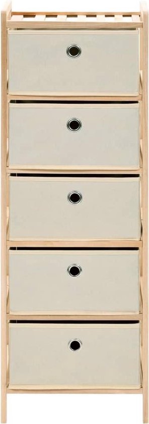 Vidaxl Opbergrekken Met 5 Stoffen Manden 2 St Cederhout - Beige