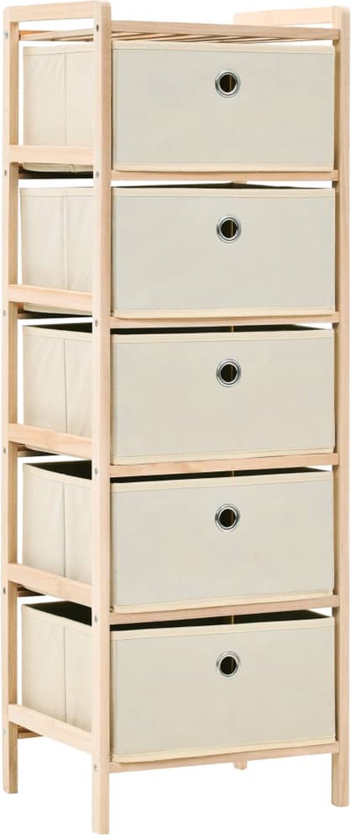 Vidaxl Opbergrekken Met 5 Stoffen Manden 2 St Cederhout - Beige