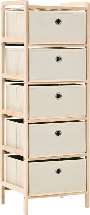 Vidaxl Opbergrekken Met 5 Stoffen Manden 2 St Cederhout - Beige