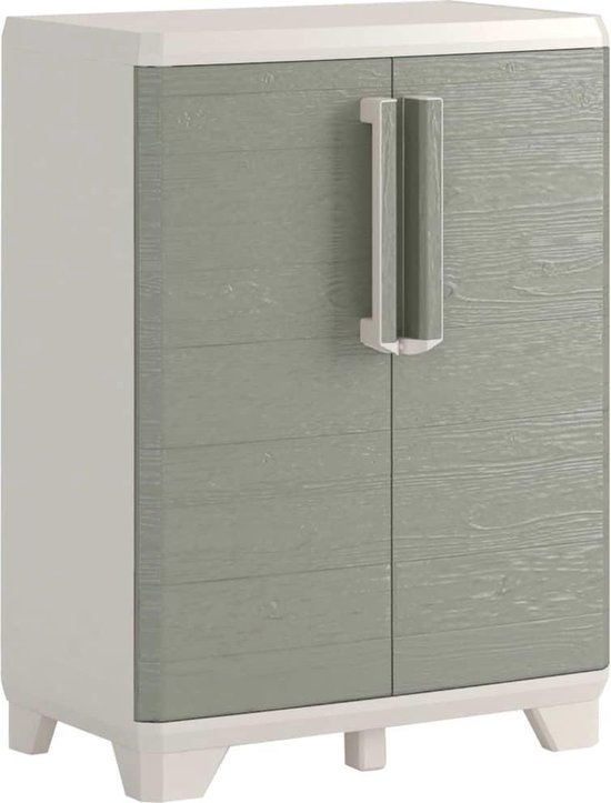 Keter Tuinkast Laag Wood Grain 97 Cm Crème En Taupe